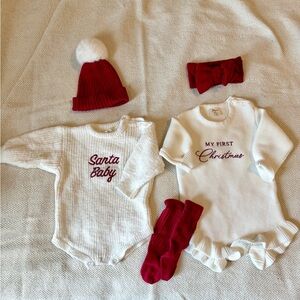 Baby Girl Christmas Bodysuit Set